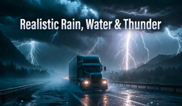 Euro Truck Simulator 2 Realistic sounds rain, water and thunder v10.4 cover art