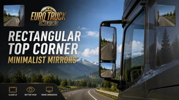 Euro Truck Simulator 2 - Rectangular Top Corner Minimalist Mirrors v1.59.x cover art
